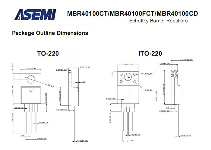 ASEMI肖特基二極管MBR40100FCT