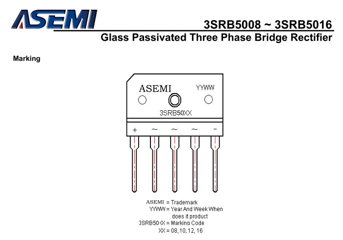 ASEMI三相整流橋3SRB5016規格書