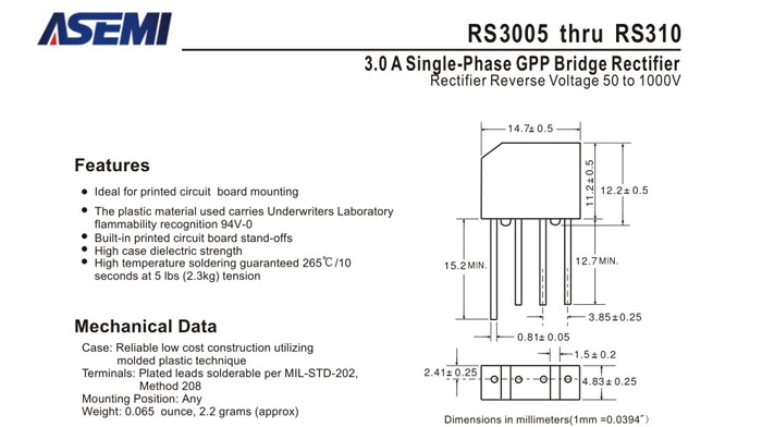 ASEMI品牌RS310規格書