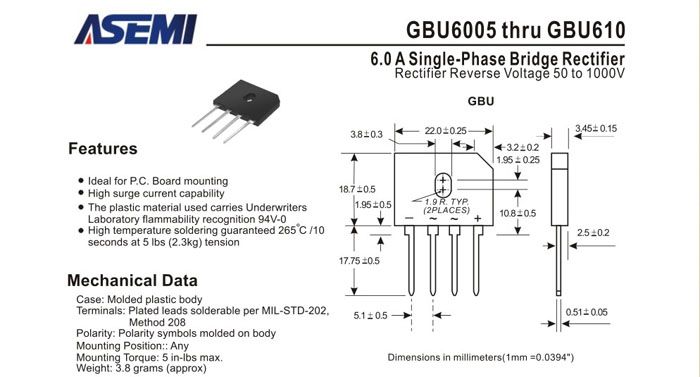 ASEMI品牌GBU608規格書