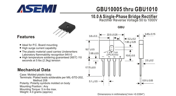 ASEMI品牌GBU1008規格書