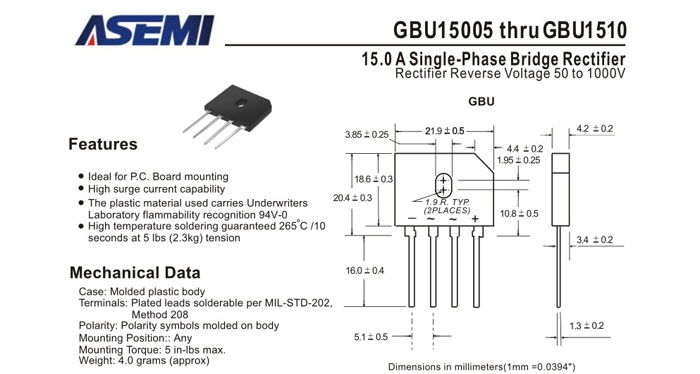 ASEMI品牌GBU1508規格書