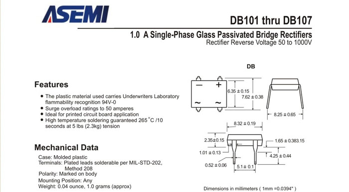 ASEMI品牌DB107規格書