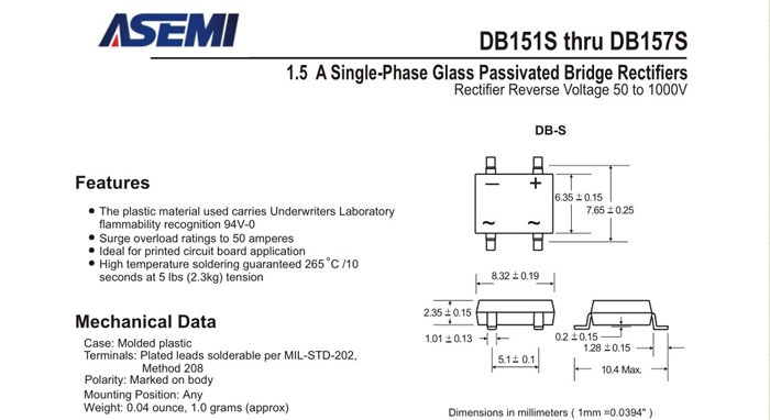 ASEMI品牌DB156S規格書