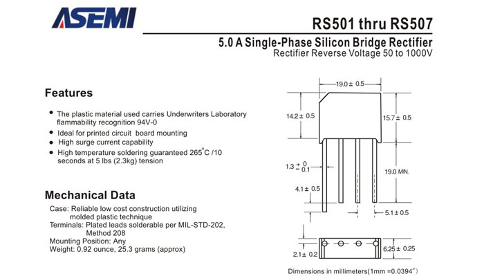 ASEMI品牌RS507規格書
