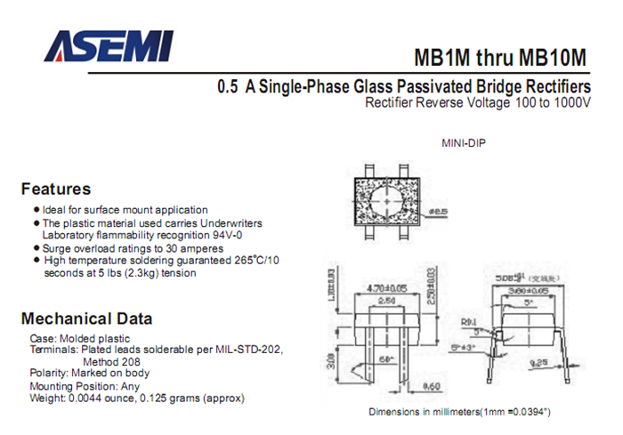 ASEMI品牌MB10M參數規格書