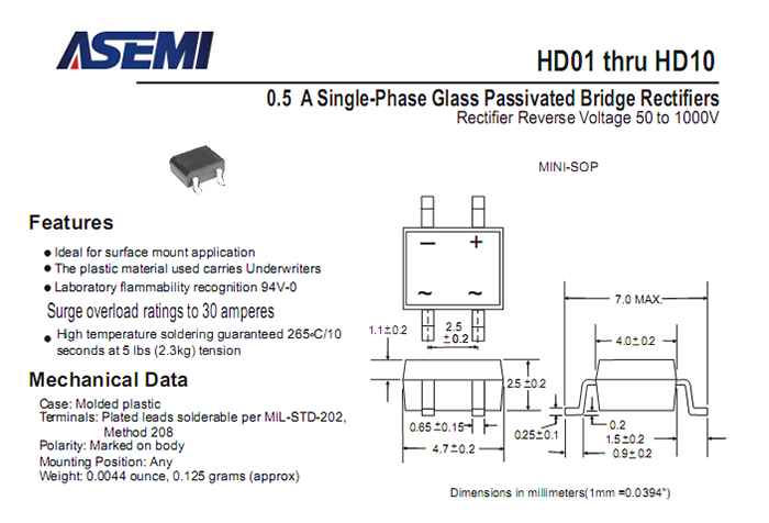 ASEMI品牌HD06參數規格書