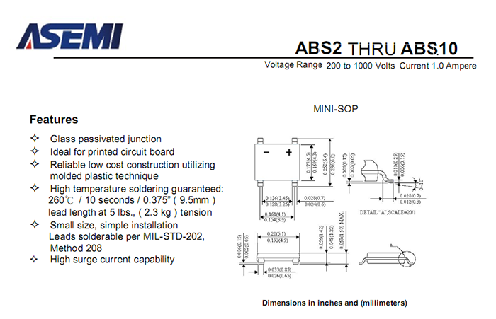 ASEMI品牌ABS10參數規格書