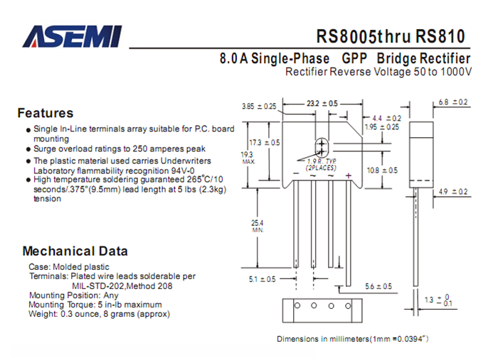 ASEMI品牌RS810參數規格書